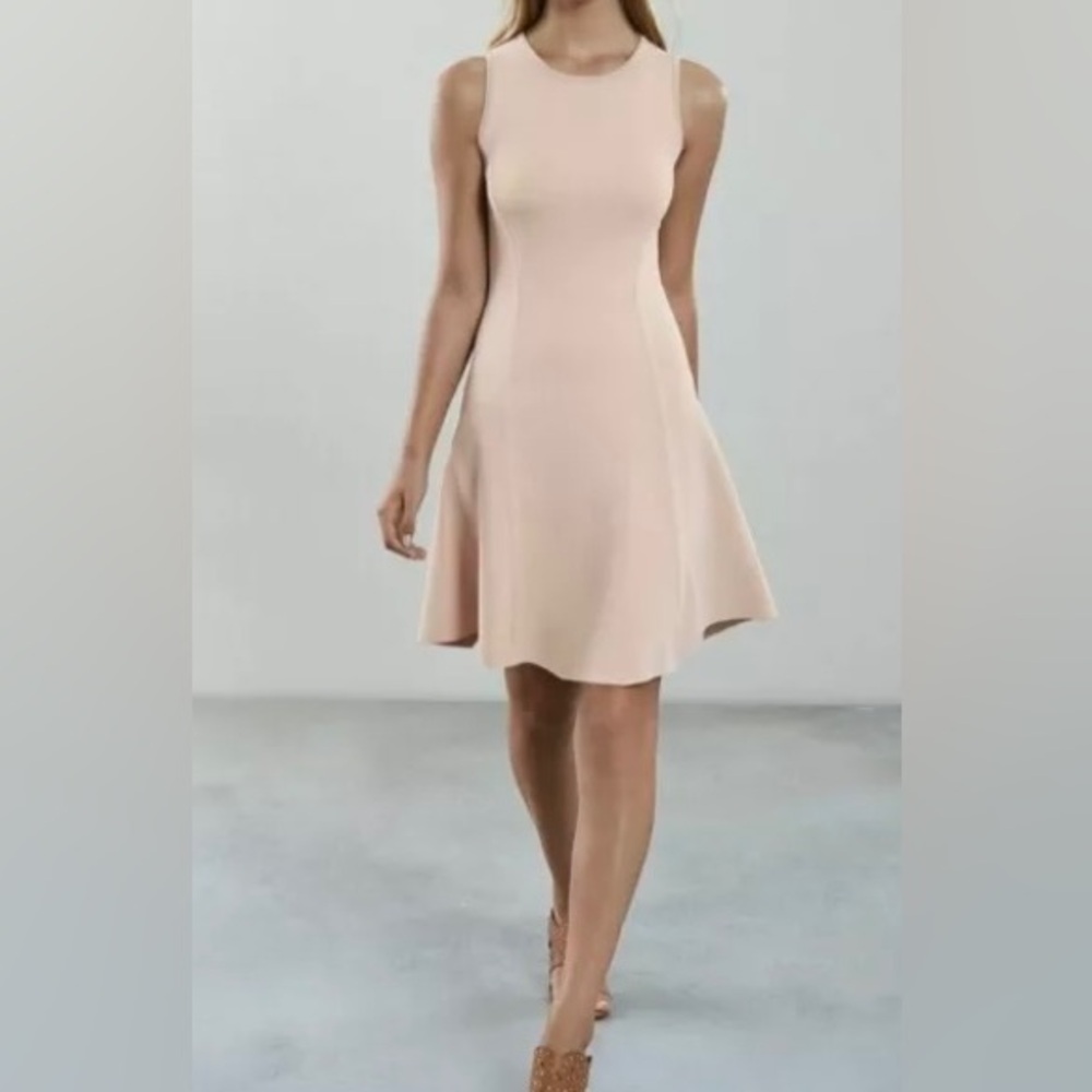 Reiss Soft Pink / Nude A-Line Sleeveless Bodycon Dress - Size M